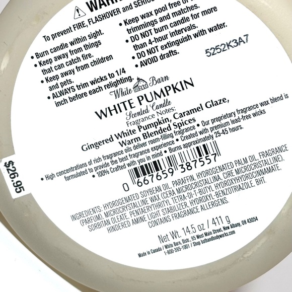 WHITE PUMPKIN 3 Wick Candle - Picture 3 of 3